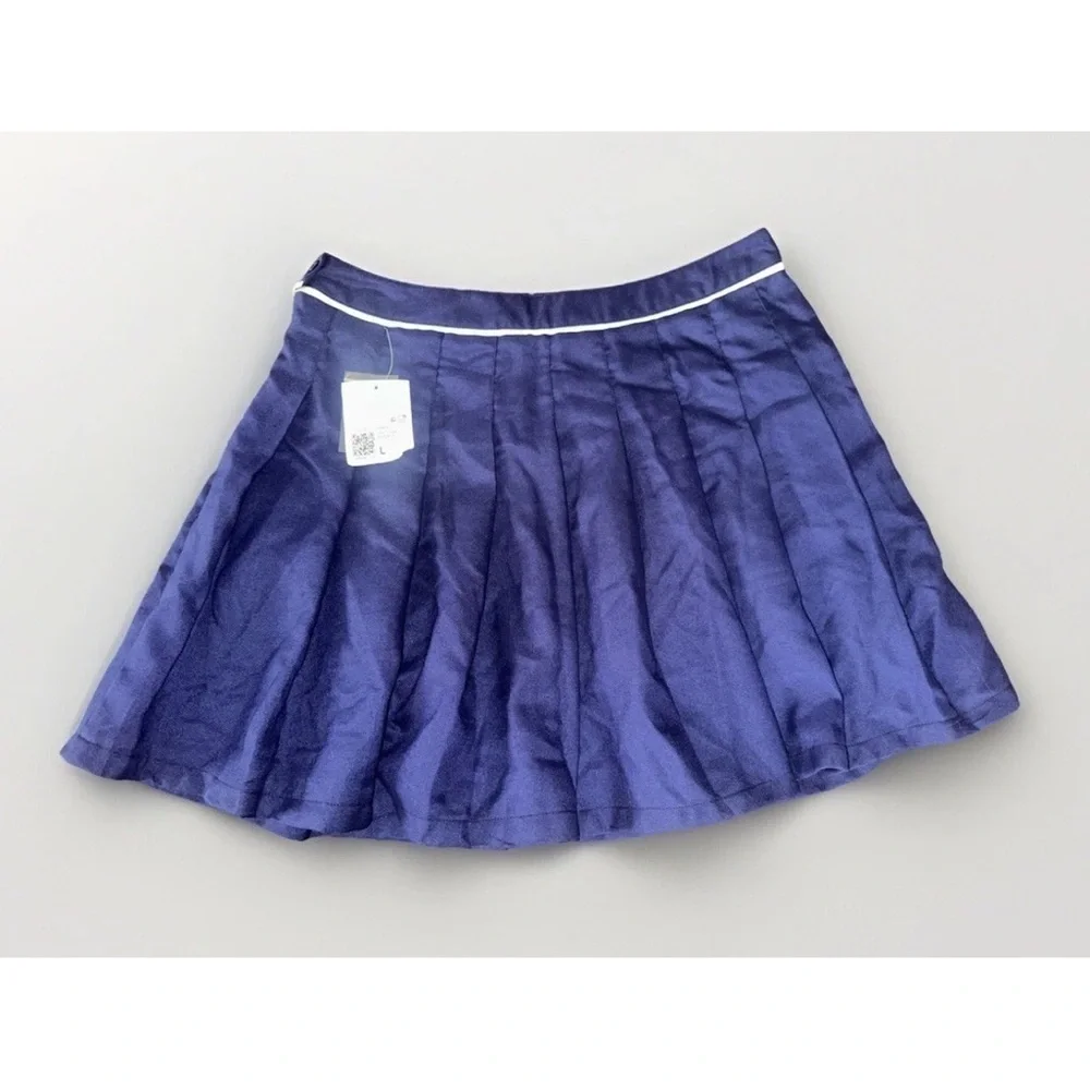 NEW Forever21 womens size L Juniors  Pleated A line Navy Blue Preppy  Mini Skirt